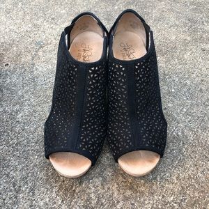 Life Stride black wedge cork heels